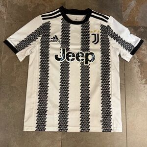 Juventus Adidas Jeep Soccer Jersey Black White Kids Large Geometric